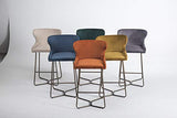 Chaise de bar moderne en tissu piqué losange, pieds effet laiton, cuisine, tabouret de bar, tissu velours