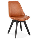 Alterego Chaise Design 'Niagara' Brune avec Pieds en Bois Noir