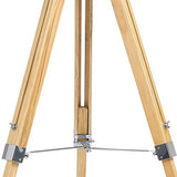 IDMarket - Lampadaire trepied Bois Clair réglable Blanc