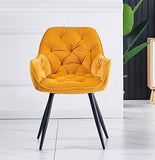 JYMTOM Lot de 2 Chaise de Salle à Manger avec Assise rembourrée en Velours épais, Pieds en métal, accoudoirs et Dossier, Chaise d'angle pour Salon,Jaune