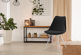SAMPUR - Chaise Épura de Salle à Manger | Chaise de Bureau et de Salon Design Rétro Scandinave avec Coussin Intégré | Chaise de Salle d'Attente Rembourrée avec Pieds en Acier - Noir