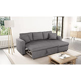 Loungitude - Canapé d'angle réversible, convertible en microfibre avec coffre - Gris - 3 Places