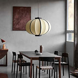 NAMFMSC E27 Source de lumière Simple tête Ronde Simple Suspension Japonaise rétro Classique Lanterne Tissu Lustre Abat-Jour Plafond Suspension Suspension Lampe Restaurant Bar éclairage luminaires