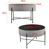 [en.casa] Table Basse Ronde avec Plateau Amovible Panneaux de Particules Textile Métal Couleur Bois Gris Noir 40 x 60 cm