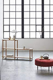 Hübsch Hocker Rond - rood/zwart - fluweel/metaal - Ø 70 cm H 33 cm