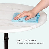 blumfeldt Patras - Table de bistrot avec Bord décoratif, Table Haute avec Pied en Fonte, Table de Bar pour l'intérieur et l'extérieur, imperméable, résistante au Gel, Ø 60cm, Hauteur 71 cm, Blanc