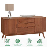 IDIMEX Buffet Tivoli Style scandinave Design Vintage Nordique Commode bahut vaisselier avec 3 tiroirs et 2 Portes battantes, en pin Massif lasuré Brun foncé