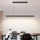Suspension Luminaire LED moderne, luminaire suspension Noir Design Linéaire Dimmable avec télécommande, luminaire suspendu Réglable 32W pour Salle à Manger Salon Îlot de Cuisine Bureau, 80cm