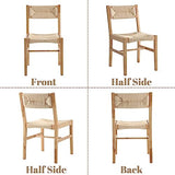 Wahson Chaises de Salle a Manger en Bois, Lot de 2 Chaises de Salle à Manger Rétro en Bois Massif Chaise en Bois Assise en Paille, Chaise en Rotin pour Salon et Salle à Manger, Bois Naturel