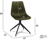 Ibbe Design Isabel Lot de 2 Olive Verte Pivotantes Chaises Salle à Manger en Tissu Velours Salle à Manger Salon Bureau Cuisine, Assise Rembourrée Scandinaves, Pieds en Métal