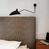 Bras Long Applique Murale Interieur avec Interrupteur Industrielle Lampe Murale Vintage Retro Bras Articule Pivotant Créative Design Luminaire de Lecture Lumiere Chevet Eclairage Métal Noir 118cm