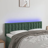 vidaXL Tête de Lit à LED Meuble de Chambre à Coucher Accessoire de Lit Double Tête de Cadre de Lit Intérieur Vert Foncé 144x5x78/88 cm Velours