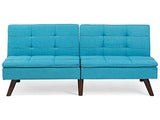 Beliani Canapé Clic-Clac en Tissu Bleu Convertible en Lit Confortable pour Salon Scandinave Moderne