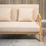 HOMCOM Canapé à 2 Places Fauteuil Salon Moderne et Scandinave Style Naturel en Bois et Tissu - dim. 123L x 69l x 74H cm - Beige