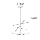 QAZQA sydney - Suspension Industriel - 6 lumière - Ø 75 cm - Noir - Rustique - Éclairage intérieur - Salon I Chambre I Cuisine I Salle à manger
