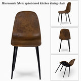 Homy Casa - Lot de 4 chaises - Style vintage et design scandinave - En faux daim - Idéales pour cuisine - Marron