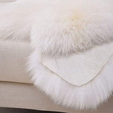 Vogar Tapis en Peau de Mouton véritable avec Laine Douce et épaisse VG-SH020, Crème/Noir 101-110cm