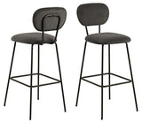 Marque Amazon - Movian Lot de 2 tabourets de bar, tissu Wind anthracite 40, grande, Noir Mat/Anthracite