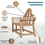 KMH Banc de jardin moderne de la série Marlborough - Assise de 110 cm - Banc de jardin massif et résistant aux intempéries avec repose-pieds - En teck solide - Banc de jardin avec dossier