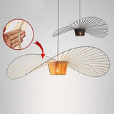 YUXN Suspensions Lustre Vintage Salon Lampe Simple Creative (Hauteur De La Lumière Réglable), Bande De Tissu De Fibre De Verre De Salon + Conception De Chapeau en Fer Forgé，E27 Max 40W Brown 120cm