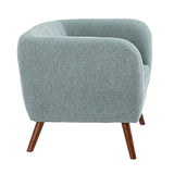 AltoBuy Marvel - Fauteuil Club Tissu Bleu Clair Pieds Bois