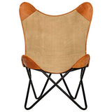 vidaXL Butterfly Fauteuil Papillon en Cuir véritable Marron