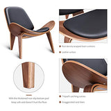 Lounge Nordic Creative Simple Designer Simple Canapé Chair Smile Airplane Shell Chaise Salle à Manger Chaises,Black Walnut Wood,Standard