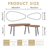 GOLDFAN Table Basse Bois Moderne Lot de 2 Table Basse Gigognes Triangulaire pour Salon Bureau Table d'appoint Design Scandinave, Marron