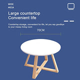 LUWOFU Petite Table de Chevet Salon, Table Basse Ronde, en Bois Moderne Simple élégante Stable Stable Stabilit Structure Bandin,Blanc