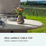 blumfeldt Patras - Table de bistrot avec Bord décoratif, Table Haute avec Pied en Fonte, Table de Bar pour l'intérieur et l'extérieur, imperméable, résistante au Gel, Ø 60cm, Hauteur 71 cm, Blanc
