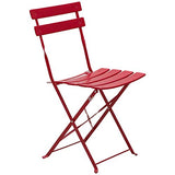 Outsunny Salon de Jardin Bistro Pliable - Table Ronde Ø 60 cm avec 2 chaises Pliantes - Acier thermolaqué Rouge