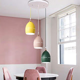 Xdmgg Lampe suspendue en métal Style nordique moderne Couleur Macaron Couleur tasse Lampes décoratives en métal Hauteur réglable 15 cm Pour salle à manger, bureau, café E27 x 3 (Châssis rond)