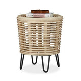 Relaxdays 10021509_126 rotin, Pouf Rond, Tabouret Design, Repose, Fauteuil tressé 4 Pieds, Nature, 44x40x40