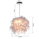 STOEX Lustre Suspension luminaire en plume blanche design forme sphère E27 40W pour Chambre Décoration Cadeau d'enfant