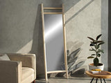 Vente-unique - Miroir échelle sur Pied en Bois de Teck - L. 56 x P. 5 x H. 180 cm - Naturel - Malang