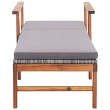 vidaXL Bois d'Acacia Chaise Longue et Coussin Jardin Bain de Soleil de Patio Transat de Terrasse Extérieur Piscine Résine Tressée Gris