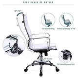 Exofcer Chaise de Bureau Blanc Cuir PU Haute Dossier incurvé Home Executive Ordinateur Pivotant Fauteuil de Bureau (Blanc)