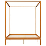 vidaXL Pin Massif Cadre de Lit à Baldaquin Lit Double Lit Adulte Lit Coffre Sommier à Lattes Chambre à Coucher Maison Intérieur Marron Miel 160x200 cm