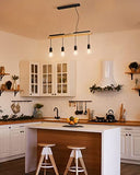 tomons Plafonniers en Bois, Suspension Rétro en Métal à 4 Lumières avec Câble Réglable, Sans Ampoule, pour l'Île de la Cuisine, Salon, Studio, Café, Bar