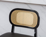 Wahson Tabouret de Bar Rotin Lot de 2, Chaise de Bar en Bois et Cannage Tabouret Bois avec Coussin Imperméable, Chaise Haute Bar Rétro pour Cuisine et Bar, Noir