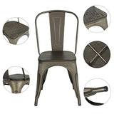 Yaheetech Lot de 4 Chaises Salle à Manger Industriel Empilable Tabouret Cuisine Jardin Balcon Métallique Marron en Fer/Métal Bois 45 cm de Hauteur Capacité de 150 kg Exterieur Interieur