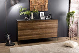 MACABANE Buffet 3 Portes Teck recyclé Pieds métal, 175x51x79