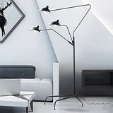 MZXUN Nordic DaWn Spider Serge Mouille Lampadaire à LED pour chambre à coucher Style industriel Simple Salon Couleur de l'abat-jour : 3 têtes Noir