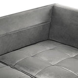 Canapé Moderne en Velours Gris d'Angle Gauche Pieds en Bois d'Eucalyptus Grena