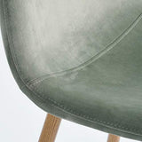Lot de 4 Chaises de style Scandinave avec une assise et dossier recouverts de velours cactus, des pieds en métal avec finiton imitation chêne clair.