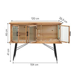 Made In Meubles Buffet vitrine en Bois de Sapin et Verre strié 4 Portes Nicole - Buffet & Vaisselier - Buffet 36 x 120 x 87.5 cm