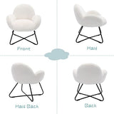 Wahson Chaise Salle à Manger Chaise de Loisirs avec Pieds en Métal Croisés, Fauteuil en Fausse Fourrure pour Salon/Chambre (Blanc)