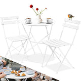 KESSER® Bistroset Set de 3 pièces table de bistrot avec 2 chaises pliantes - Ensemble de meubles de balcon - Meuble de jardin - Ensemble de meubles de jardin - En métal - Blanc