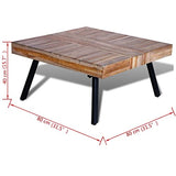 vidaXL Table Basse Carrée Teck Recyclé Table de Canapé Table de Salon Séjour