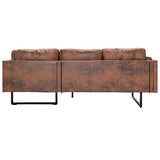 vidaXL Canapé d'angle Sofa de Salon Canapé de Bureau Sofa de Salle de Séjour Meuble de Maison Intérieur Confortable Similicuir Daim Marron